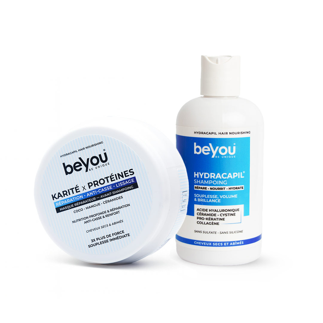 Beyou Duo Réparation & Souplesse : Masque Karité × Protéines et Shampoing Hydracapil